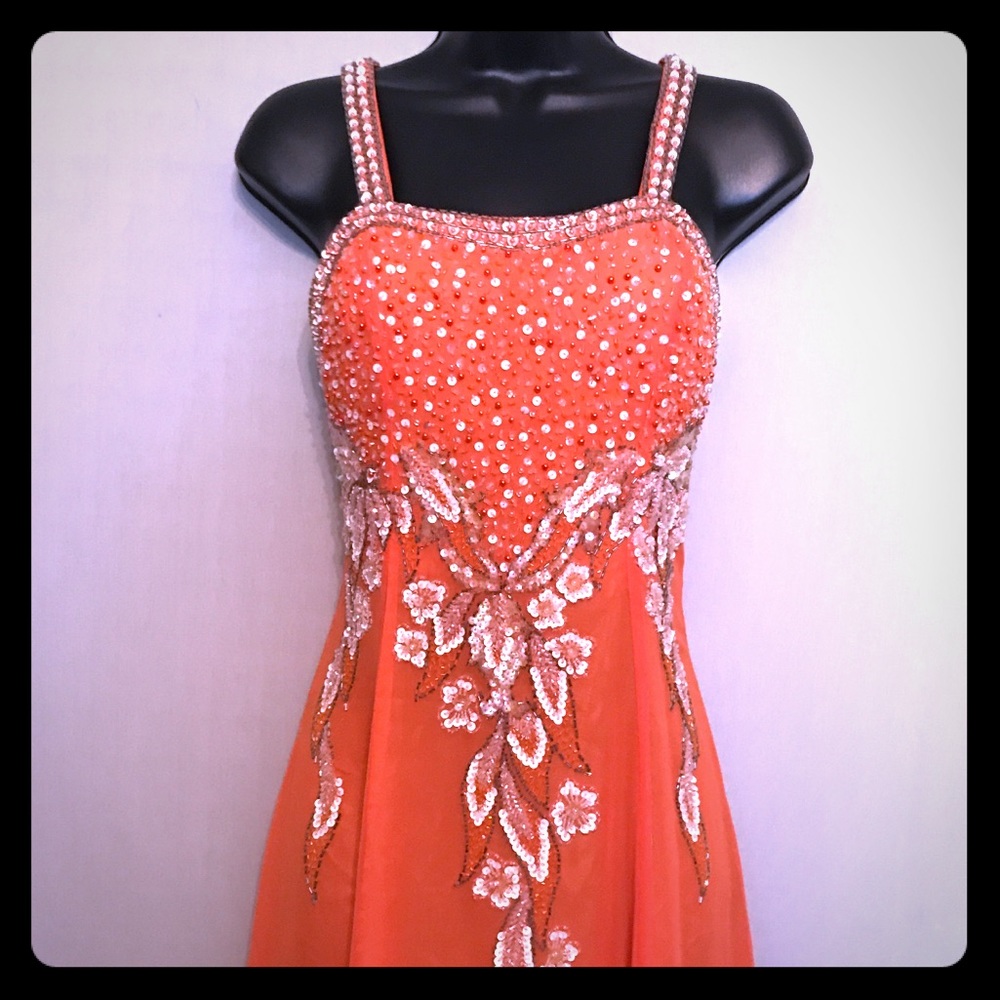 Vinage Tangerine Sequin Gown VS422